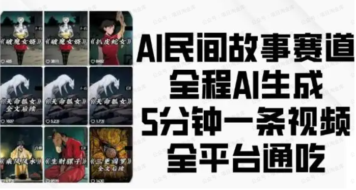 AI民间故事赛道，全程AI制作，5分钟一条视频，全平台通吃