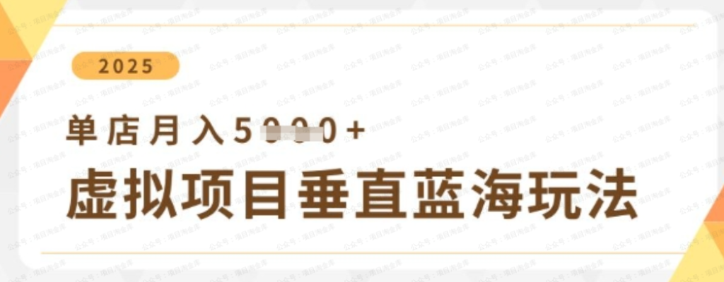 虚拟项目垂直玩法，实现单店月入5000+