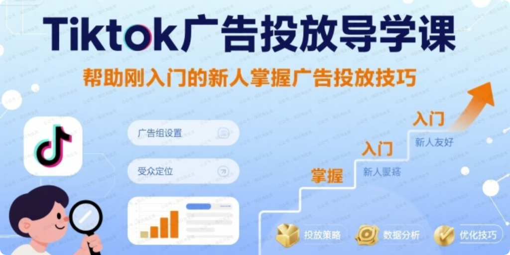 Tiktok广告投放导学课，帮助刚入门的新人掌握广告投放技巧